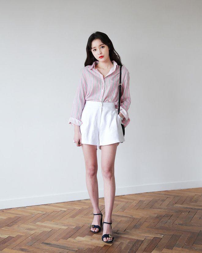 Mix đồ cùng quần short cạp cao