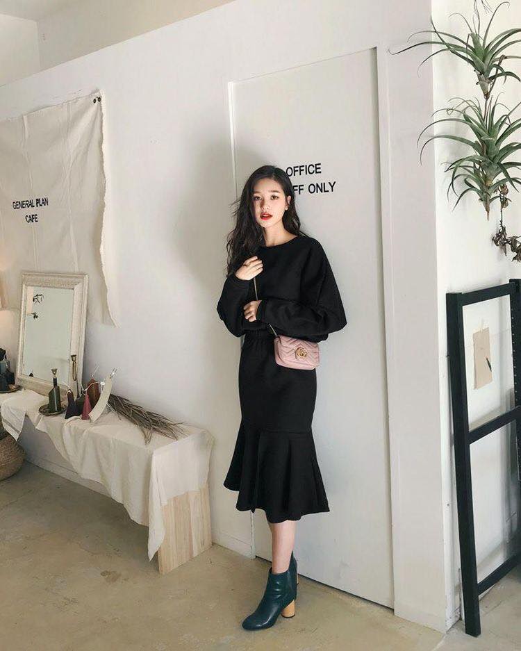 Kiểu chân váy midi dài