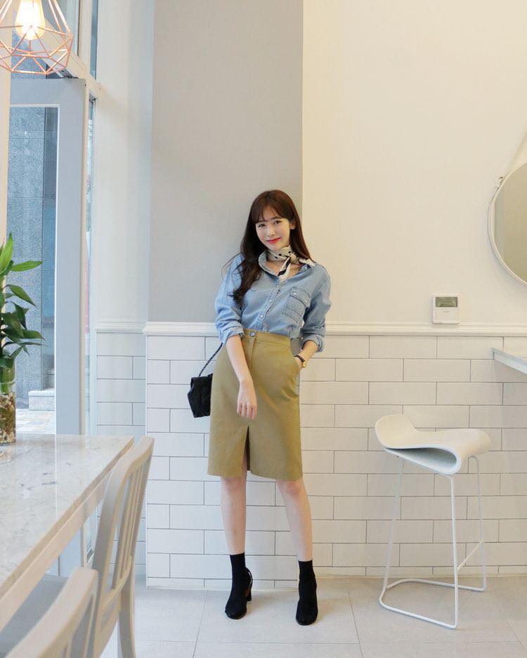 Kiểu chân váy midi dài